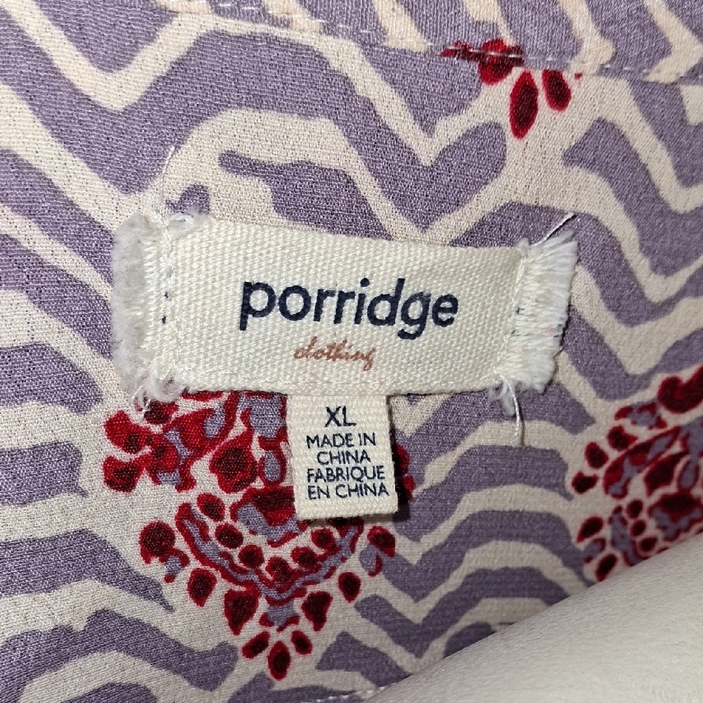 Anthropologie PORRIDGE Red Graphic Long Sleeve Button Down Shirt - Picture 9 of 10
